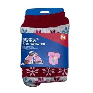 ❤️ 🆕 VIBRANT LIFE Red Holiday Dog Sweater Size M